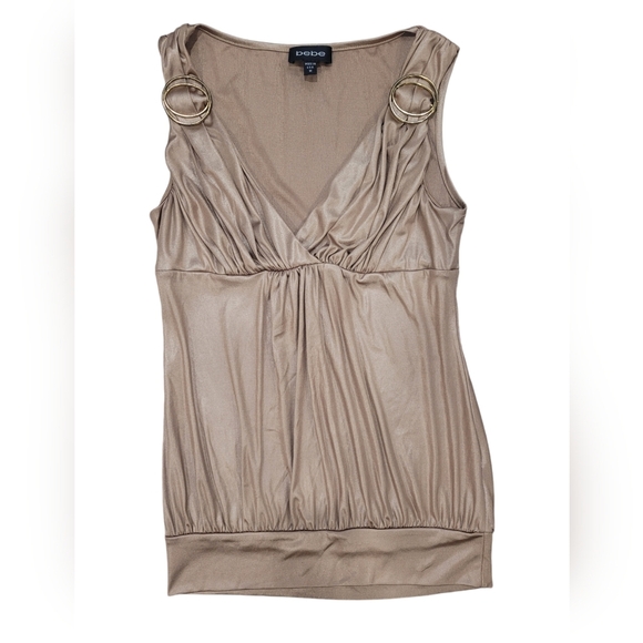 BEBE Gold Metallic Top Size M - Picture 1 of 4